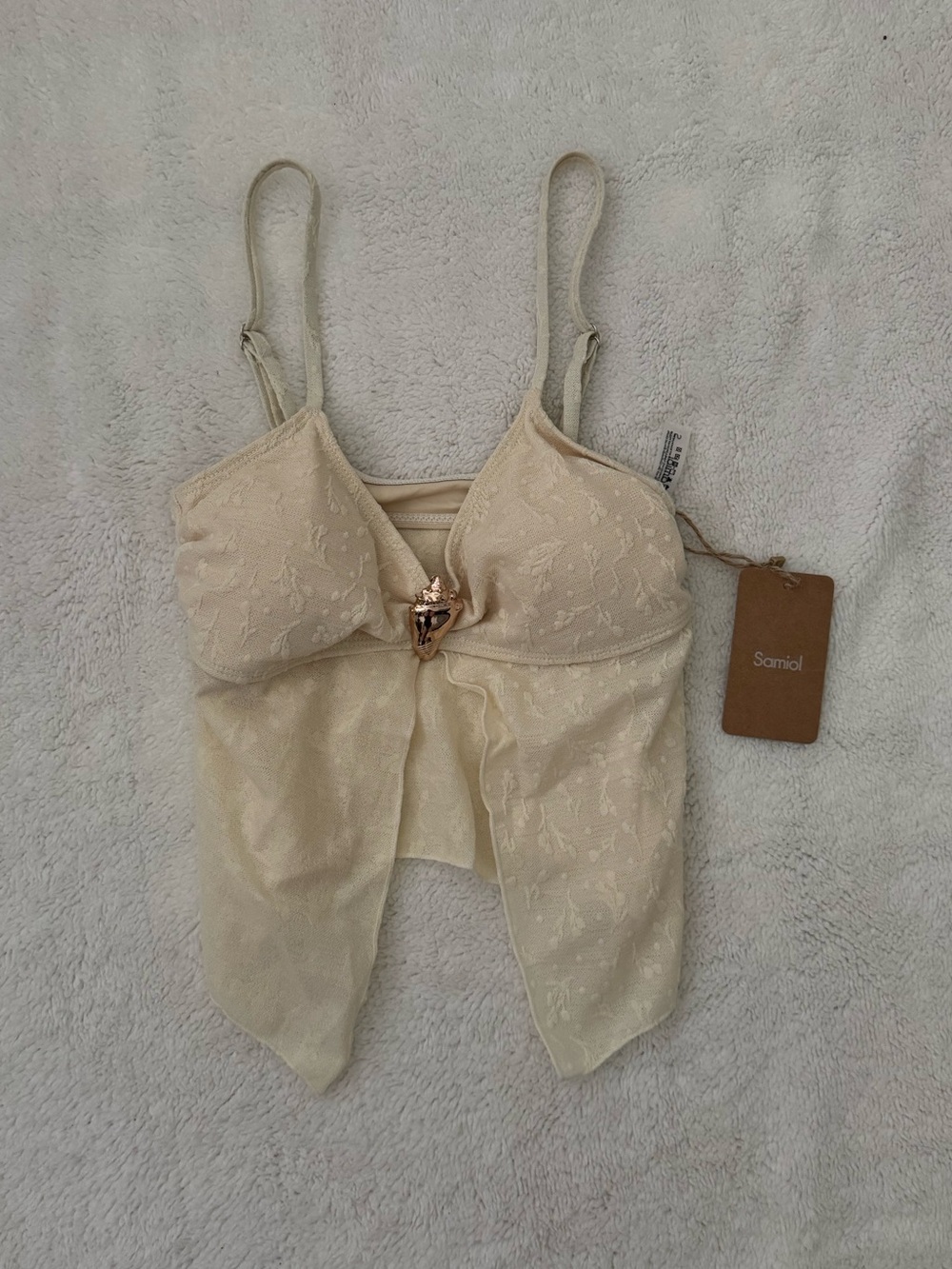 Samiol Cream Lace Trim Tank Top